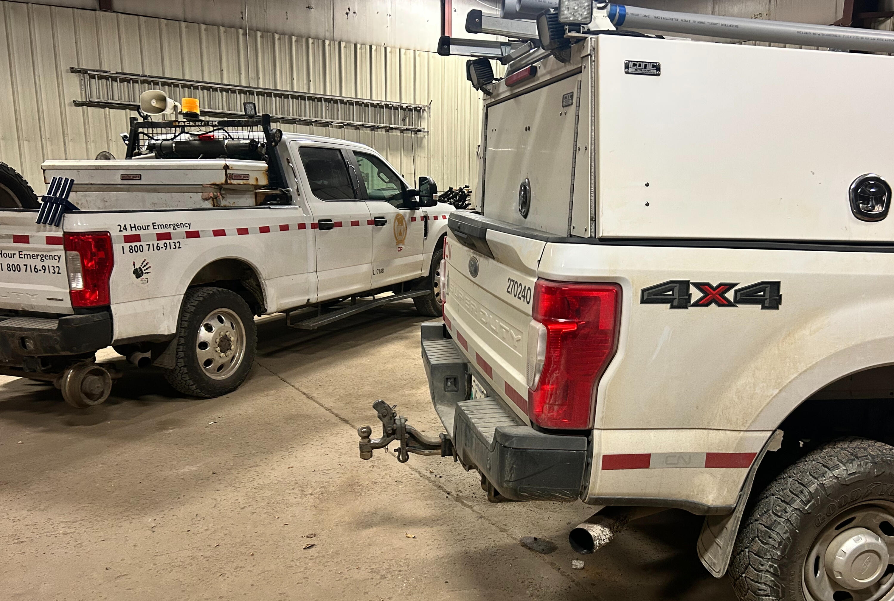 Hi-Rail Suspension Support | Standard Auto Spring Works Winnipeg Hi-Rail service trucks undergoing suspension maintenance and load support upgrades at Standard Auto Spring Works in Winnipeg. Specialized suspension solutions for rail service vehicles, fleet trucks, and Hi-Rail equipment.